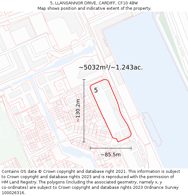 5, LLANSANNOR DRIVE, CARDIFF, CF10 4BW: Plot and title map