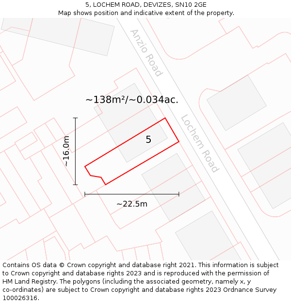 5, LOCHEM ROAD, DEVIZES, SN10 2GE: Plot and title map
