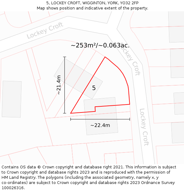 5, LOCKEY CROFT, WIGGINTON, YORK, YO32 2FP: Plot and title map