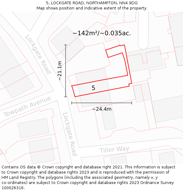 5, LOCKGATE ROAD, NORTHAMPTON, NN4 9DG: Plot and title map