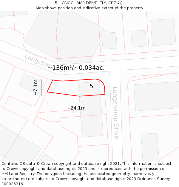 5, LONGCHAMP DRIVE, ELY, CB7 4QL: Plot and title map