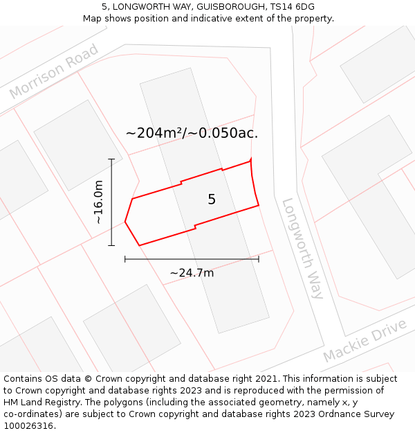 5, LONGWORTH WAY, GUISBOROUGH, TS14 6DG: Plot and title map