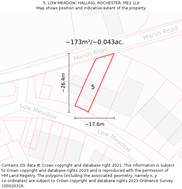 5, LOW MEADOW, HALLING, ROCHESTER, ME2 1LX: Plot and title map