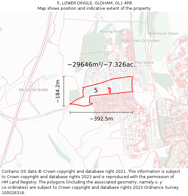 5, LOWER DINGLE, OLDHAM, OL1 4PB: Plot and title map