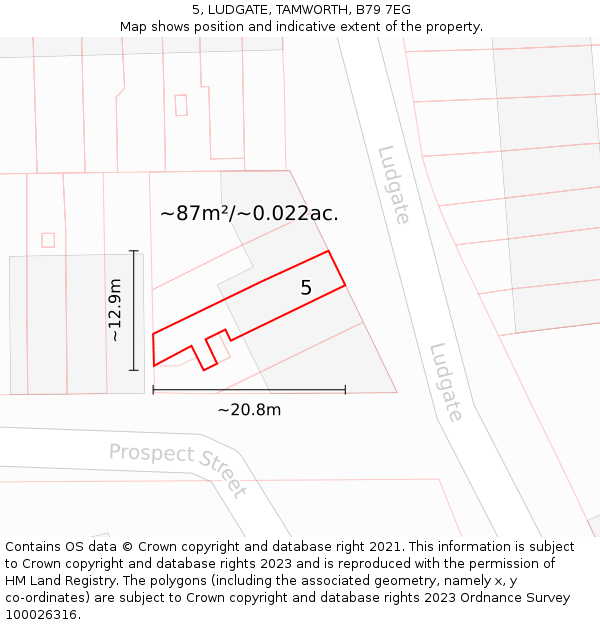 5, LUDGATE, TAMWORTH, B79 7EG: Plot and title map