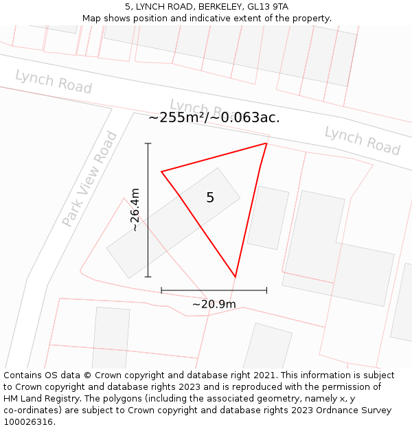 5, LYNCH ROAD, BERKELEY, GL13 9TA: Plot and title map
