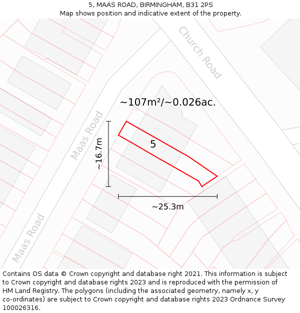 5, MAAS ROAD, BIRMINGHAM, B31 2PS: Plot and title map