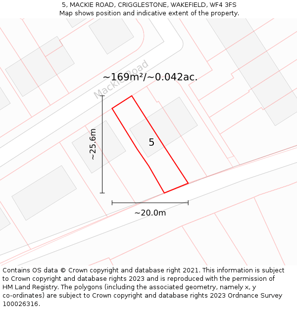 5, MACKIE ROAD, CRIGGLESTONE, WAKEFIELD, WF4 3FS: Plot and title map
