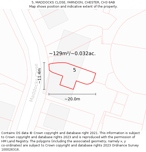 5, MADDOCKS CLOSE, FARNDON, CHESTER, CH3 6AB: Plot and title map