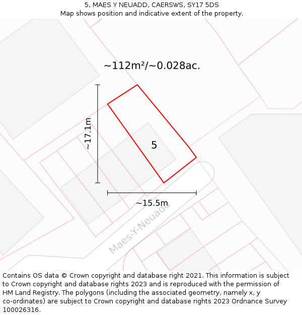 5, MAES Y NEUADD, CAERSWS, SY17 5DS: Plot and title map
