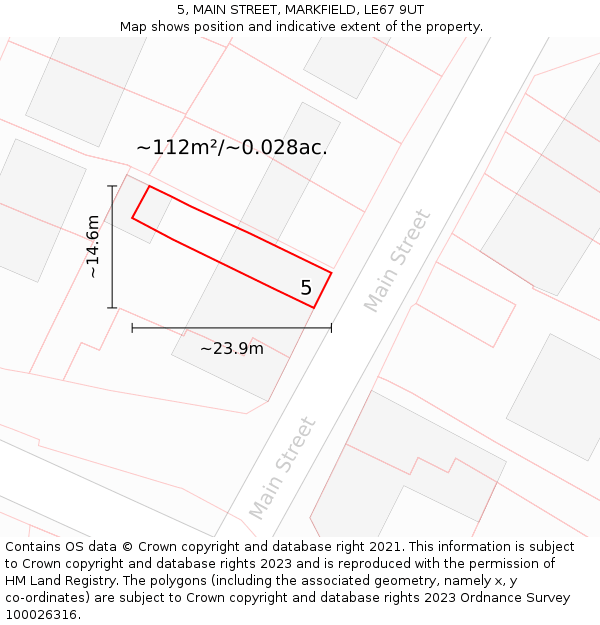 5, MAIN STREET, MARKFIELD, LE67 9UT: Plot and title map