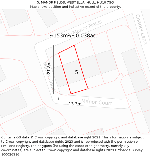 5, MANOR FIELDS, WEST ELLA, HULL, HU10 7SG: Plot and title map