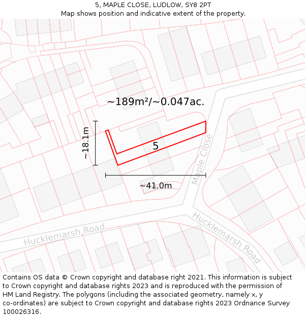 5, MAPLE CLOSE, LUDLOW, SY8 2PT: Plot and title map