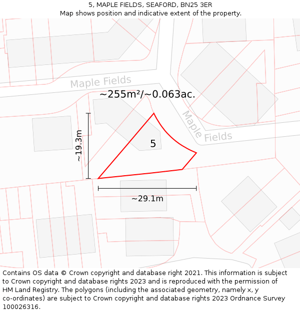5, MAPLE FIELDS, SEAFORD, BN25 3ER: Plot and title map