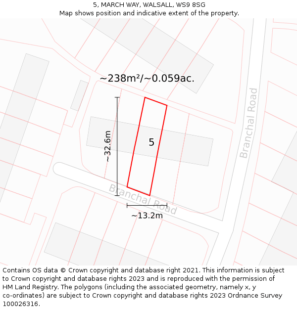 5, MARCH WAY, WALSALL, WS9 8SG: Plot and title map