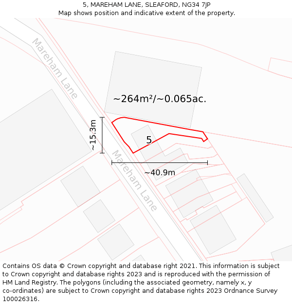 5, MAREHAM LANE, SLEAFORD, NG34 7JP: Plot and title map