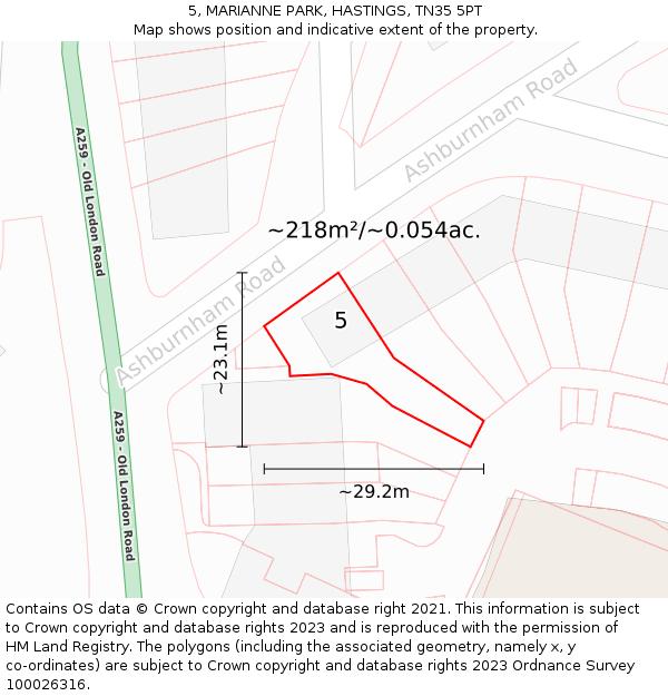 5, MARIANNE PARK, HASTINGS, TN35 5PT: Plot and title map