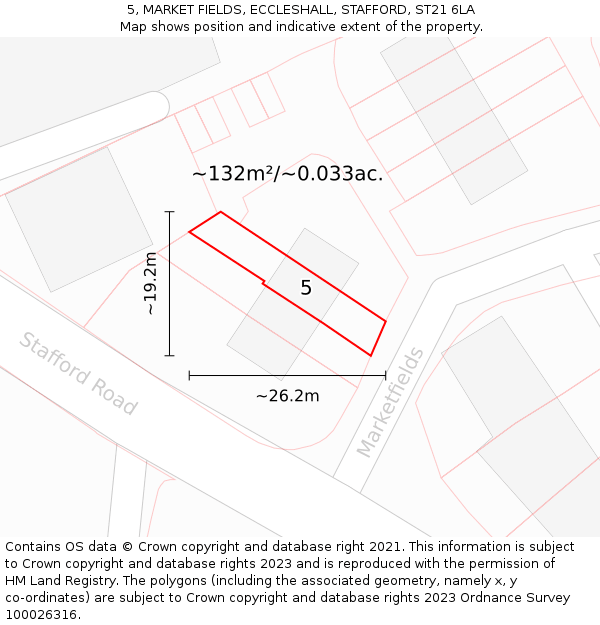 5, MARKET FIELDS, ECCLESHALL, STAFFORD, ST21 6LA: Plot and title map