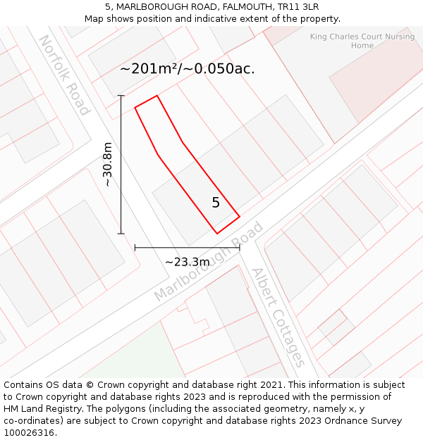 5, MARLBOROUGH ROAD, FALMOUTH, TR11 3LR: Plot and title map