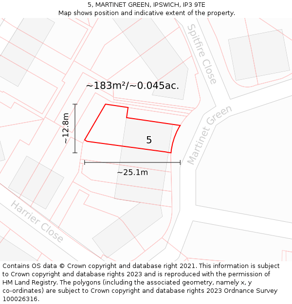 5, MARTINET GREEN, IPSWICH, IP3 9TE: Plot and title map
