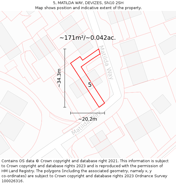 5, MATILDA WAY, DEVIZES, SN10 2SH: Plot and title map