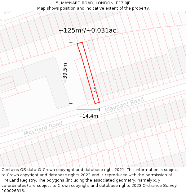 5, MAYNARD ROAD, LONDON, E17 9JE: Plot and title map