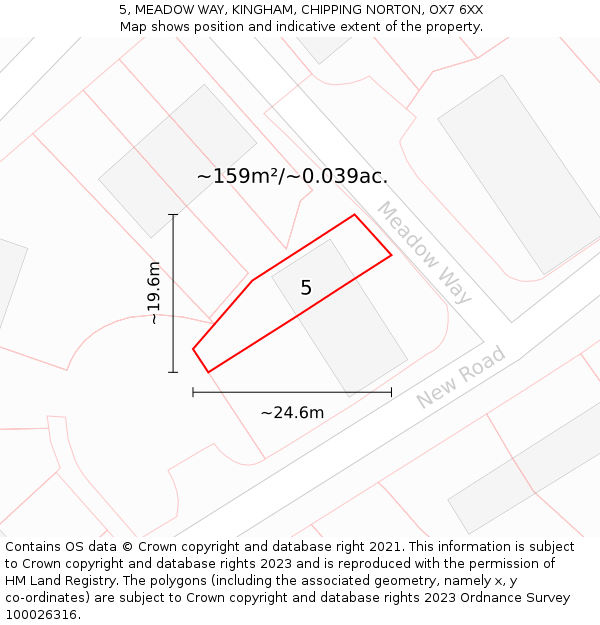 5, MEADOW WAY, KINGHAM, CHIPPING NORTON, OX7 6XX: Plot and title map