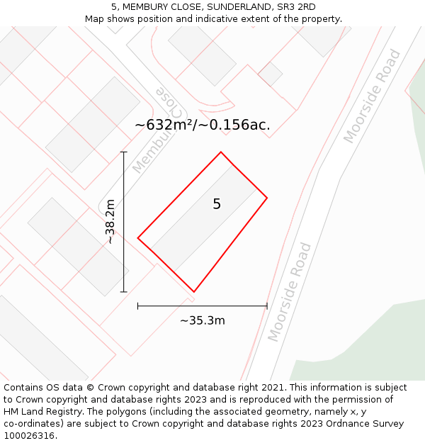 5, MEMBURY CLOSE, SUNDERLAND, SR3 2RD: Plot and title map