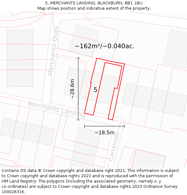 5, MERCHANTS LANDING, BLACKBURN, BB1 1BU: Plot and title map