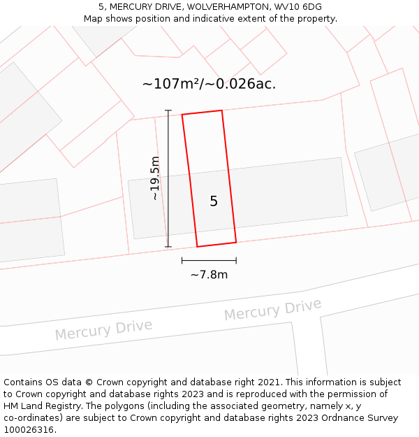 5, MERCURY DRIVE, WOLVERHAMPTON, WV10 6DG: Plot and title map
