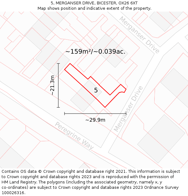 5, MERGANSER DRIVE, BICESTER, OX26 6XT: Plot and title map