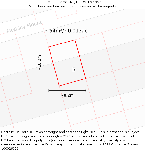 5, METHLEY MOUNT, LEEDS, LS7 3NG: Plot and title map