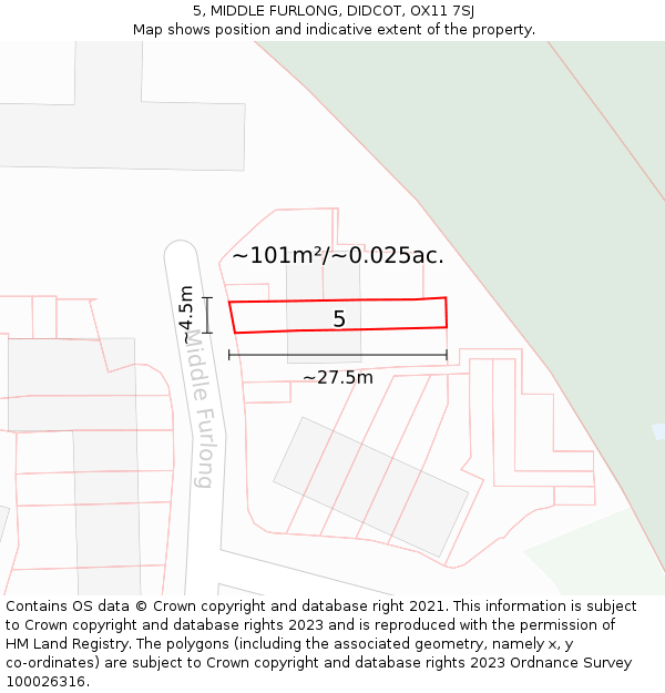 5, MIDDLE FURLONG, DIDCOT, OX11 7SJ: Plot and title map