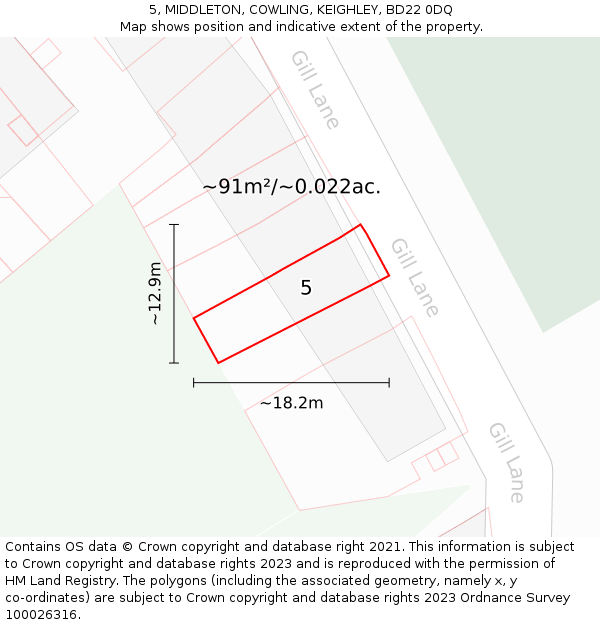 5, MIDDLETON, COWLING, KEIGHLEY, BD22 0DQ: Plot and title map