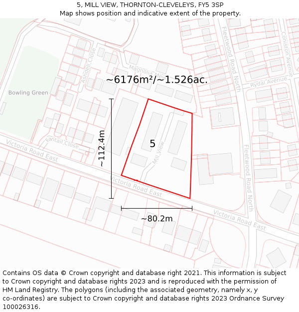 5, MILL VIEW, THORNTON-CLEVELEYS, FY5 3SP: Plot and title map