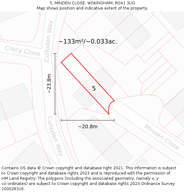 5, MINDEN CLOSE, WOKINGHAM, RG41 3UG: Plot and title map