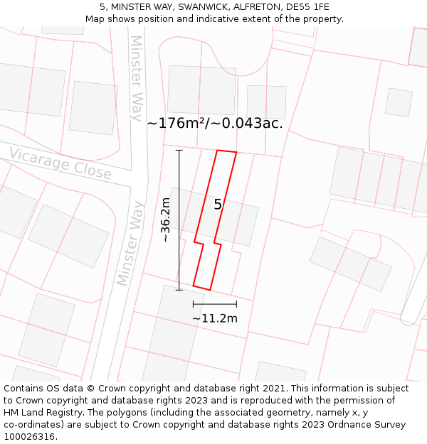 5, MINSTER WAY, SWANWICK, ALFRETON, DE55 1FE: Plot and title map