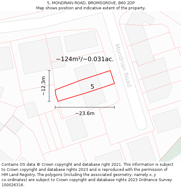5, MONDRIAN ROAD, BROMSGROVE, B60 2DP: Plot and title map