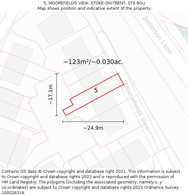 5, MOOREFIELDS VIEW, STOKE-ON-TRENT, ST6 8GU: Plot and title map