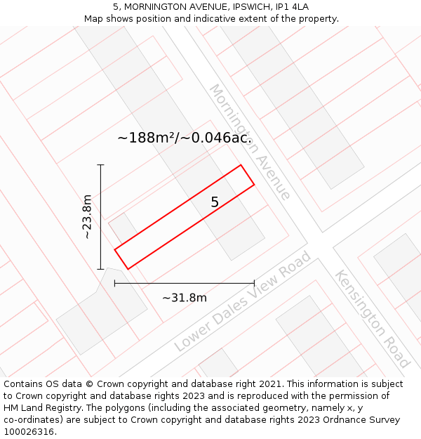 5, MORNINGTON AVENUE, IPSWICH, IP1 4LA: Plot and title map