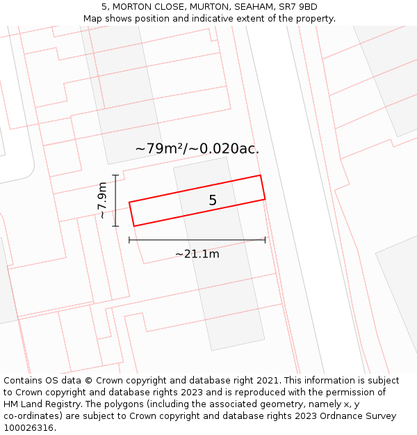 5, MORTON CLOSE, MURTON, SEAHAM, SR7 9BD: Plot and title map