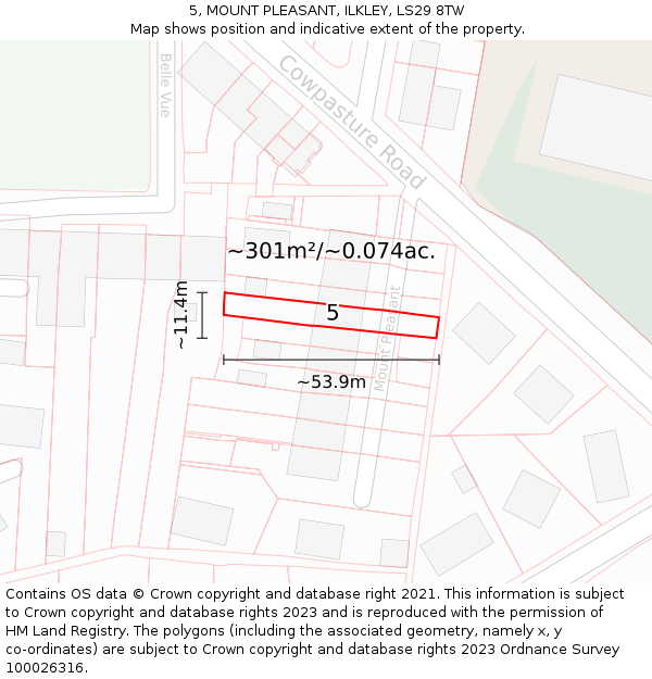 5, MOUNT PLEASANT, ILKLEY, LS29 8TW: Plot and title map