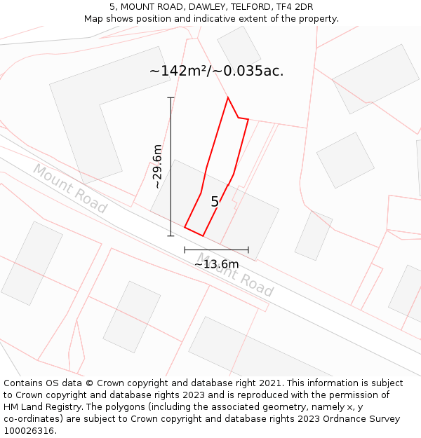 5, MOUNT ROAD, DAWLEY, TELFORD, TF4 2DR: Plot and title map