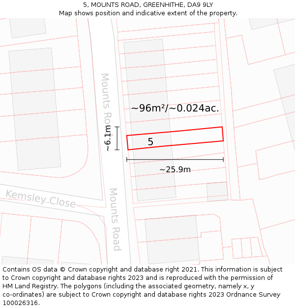 5, MOUNTS ROAD, GREENHITHE, DA9 9LY: Plot and title map