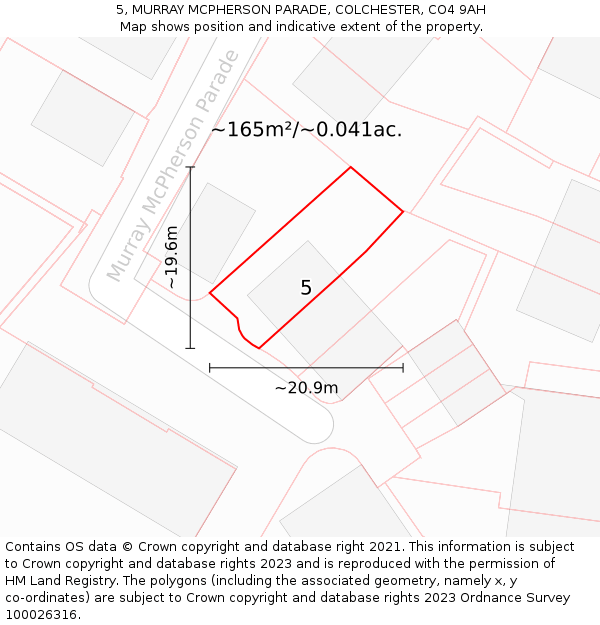 5, MURRAY MCPHERSON PARADE, COLCHESTER, CO4 9AH: Plot and title map