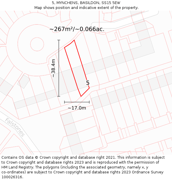 5, MYNCHENS, BASILDON, SS15 5EW: Plot and title map