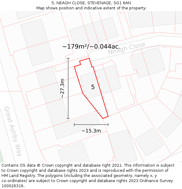 5, NEAGH CLOSE, STEVENAGE, SG1 6AN: Plot and title map