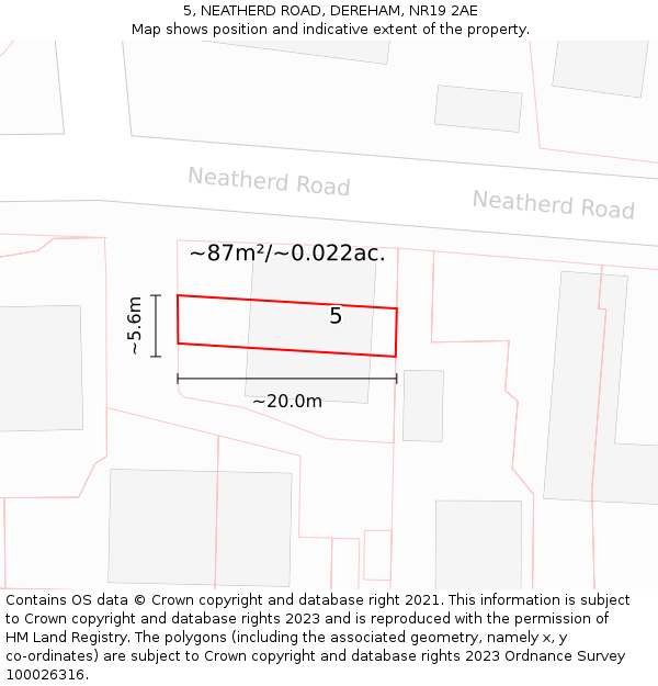 5, NEATHERD ROAD, DEREHAM, NR19 2AE: Plot and title map