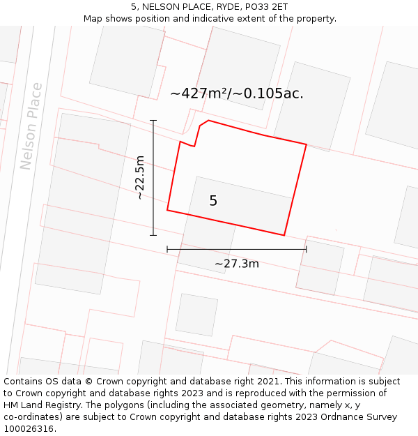 5, NELSON PLACE, RYDE, PO33 2ET: Plot and title map