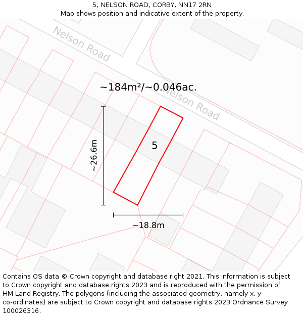 5, NELSON ROAD, CORBY, NN17 2RN: Plot and title map